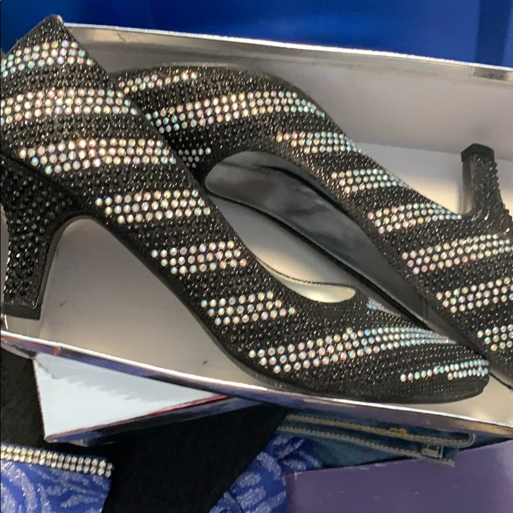 Black and Silver Beaded shoe